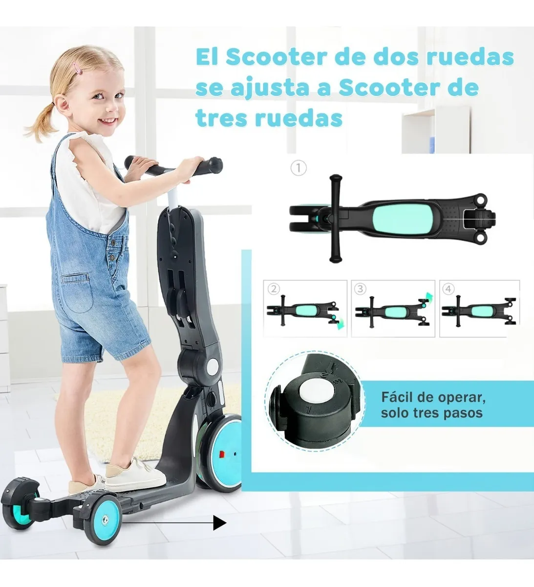 Scooter De Equilibrio De Doble Uso Multifunción Para Niños