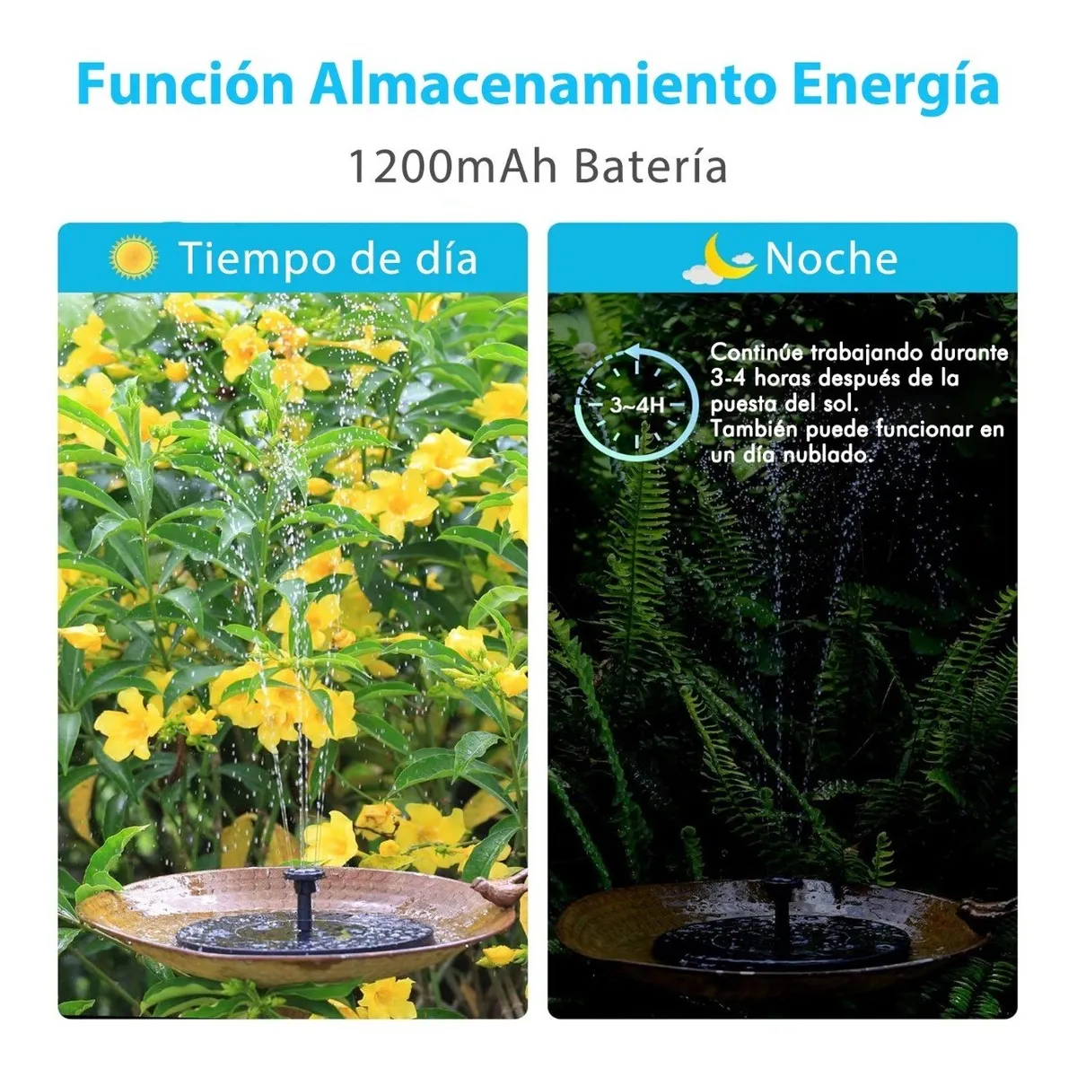 Fuente Solar Bomba Agua Flotante + 3 Flores