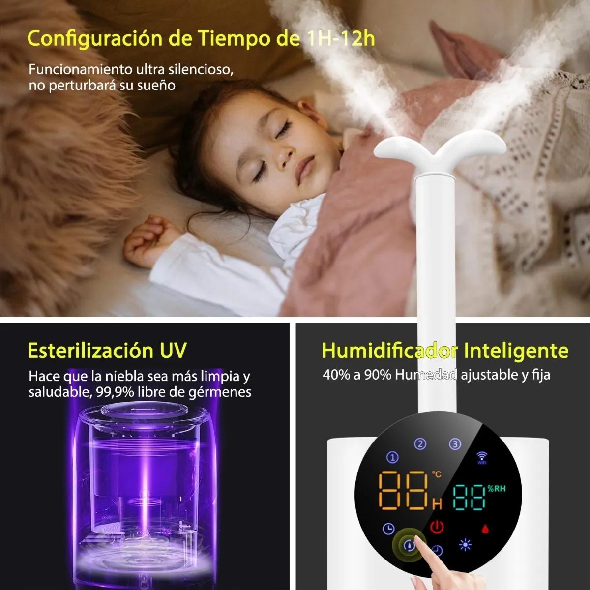 Sangkee Humidificador Aire Ultrasónico, Humidificador Dormitorio