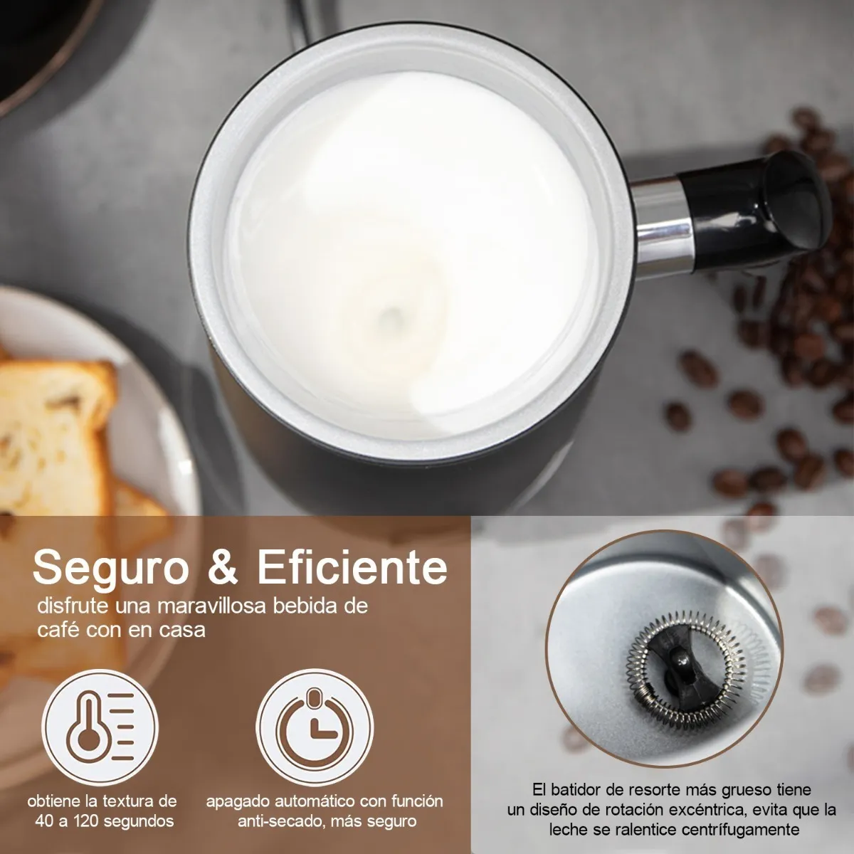 Espumador De Leche Eléctrico 4 en 1 fabricante automático de espuma 4 modos  calentador de leche automático para chocolate caliente con leche