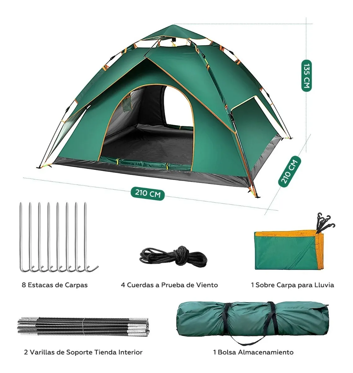Tienda De Campaña Para 4 Personas Impermeable Acampar Camping