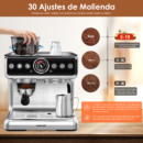 Sangkee Cafetera Espresso  con Molino y Espumador, Kit Barista Completo