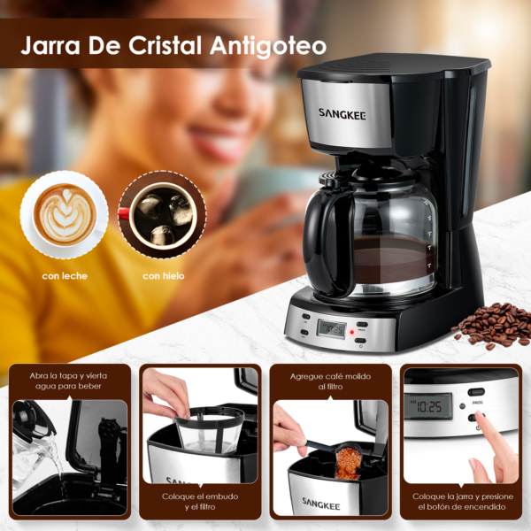 Cafetera de Goteo Sangkee 12 Tazas  Programable con Temporizador - Image 9