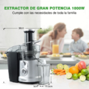 Extractor de Jugos de 1000W con Tubo de 8 cm y 2 Velocidades