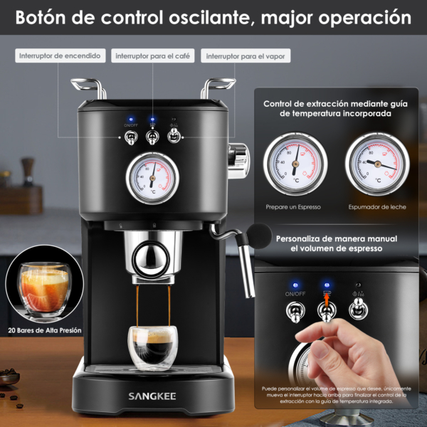 Cafetera Espresso 20 Bares, Espumador, Pantalla Táctil, 1.4L - Image 5