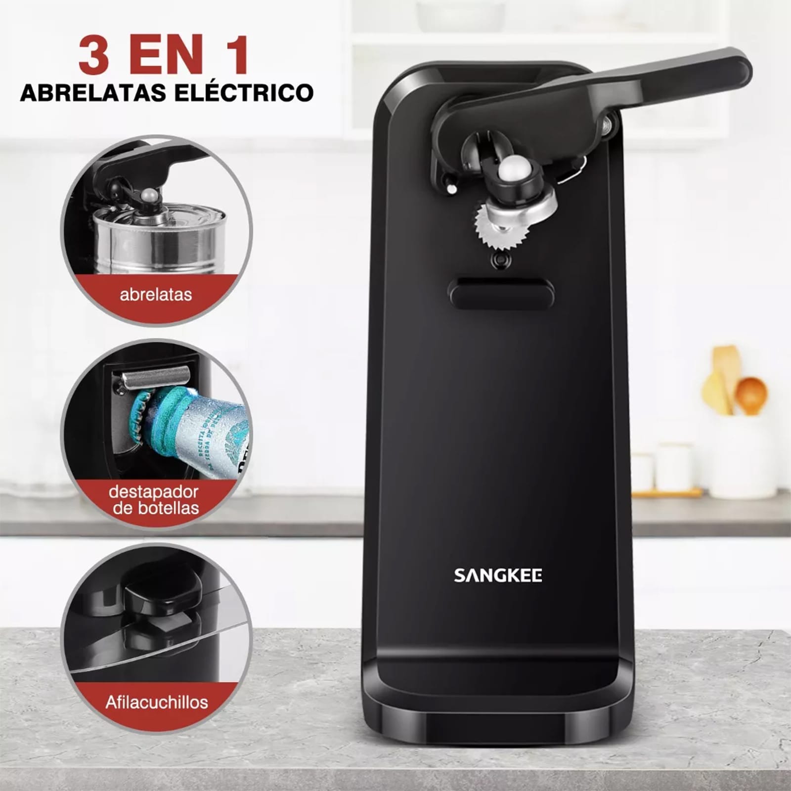 Electric Can Opener & Bottle Opener, Extra Tall, Black, 1 Month Warranty