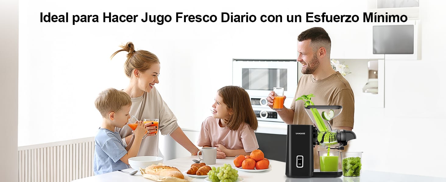Extractor de jugos lento–Prensado en frío,silencioso,90 % más jugo